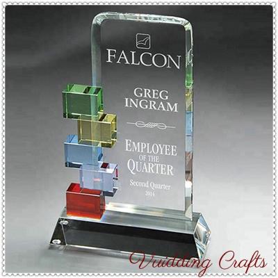 China Colorful Europe Glass Block Crystal Cube Awards For Game Souvenir for sale