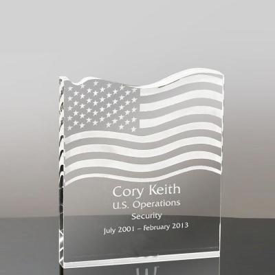 China Europe Sanding Flag Shape Crystal Awards For USA Souvenir for sale