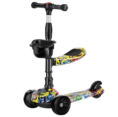 China Child Kids Graffiti Scooter Foldable Adjustable Height Easy Spinning 3 Wheel Scooter Kids Boys Girls Flashing Wheels for sale