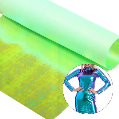 China Metallic Green Shiny Sparkle Illusion Iridescent Polyester 100 Fabric For Evening Costumes Dance Dresses Stage for sale