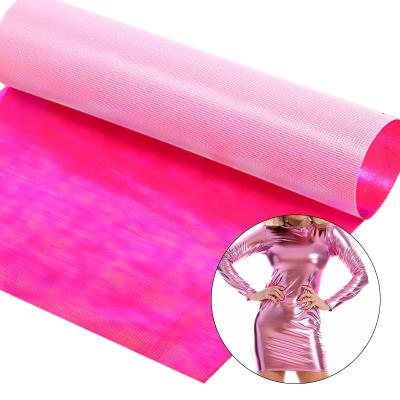 China Shiny Rose Pink DesignSparkle Fabric 100 Polyester Metallic Iridescent Illusion Fabric For Stage Costumes Party Dresses for sale