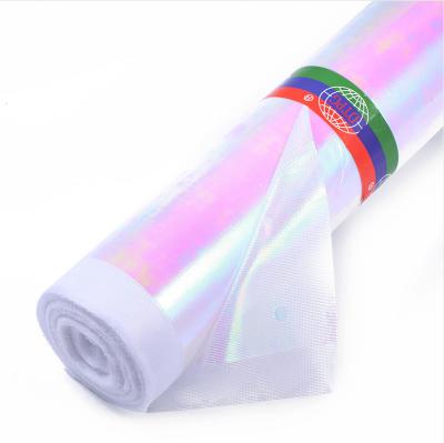 China Metallic White Shiny Sparkle 100 Polyester Iridescent Illusion Fabric For Evening Dresses Stage Costumes for sale