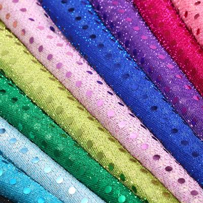 China Small Sequin Fabric 100 Polyester Metallic Stretch Color 3mm Mutil Reflective Fabric For Evening Dress Wedding Dress Textile for sale