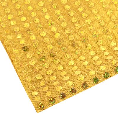 China 100% Polyester Metallic Yellow Rainbow Laser Sequin Fabric Reflective Fabric For Dress Wedding Party Dress for sale