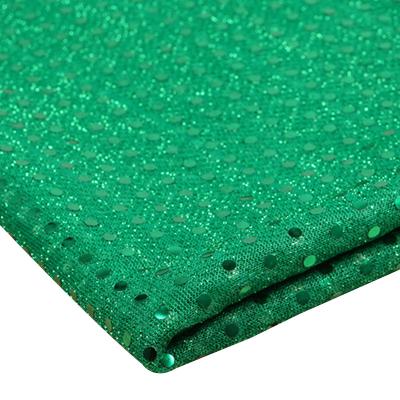 China 3mm Polyester 100 Sequin Fabric Metallic Green Textile Stretch Reflective Fabric For Even Dress Bridal Wedding for sale