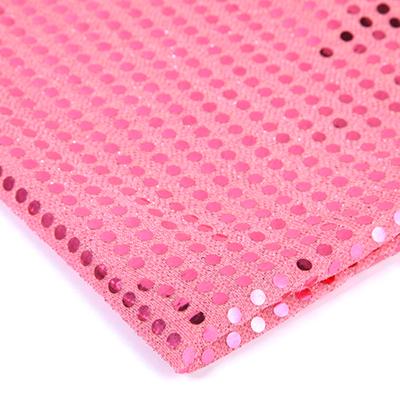 China Metallic Pink Luxury 100 Polyester 6mm Stretch Reflective Sequin Fabric For Even Bridal Dress Wedding for sale