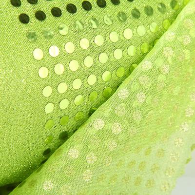 China 6mm Luxury Sequin Grass Stretch Polyester 100 Fabric Metallic Green Sequin Reflective Fabric For Bridal Gown Wedding Party Dress for sale