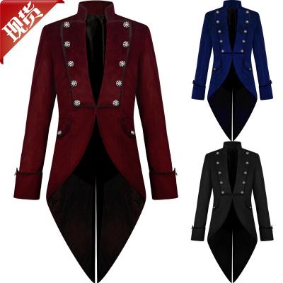 China 2021 New Polyester Velvet Medieval Long Sleeve Jacket Steampunk Victorian Costume For Men Tailcoat Vintage Nobel Cosplay Wedding Costume for sale