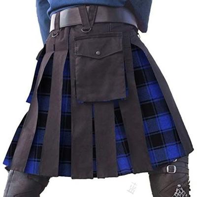 China Custom Kilts Scottish Royal Scottish Hybrid Service Plaid Halloween Costume Strap Cotton Adult Celtic Mountains Tactical Gear 19th For Men Black for sale