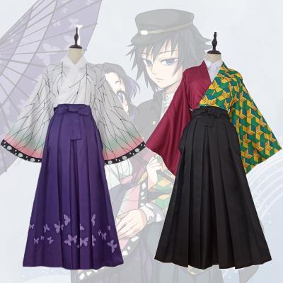 China Polyester Demon Slayer Kimetsu No Yaiba Kimono Wig Kochou Shinobu Tomioka Giyuu Cosplay Halloween Carnival Party Costume New for sale