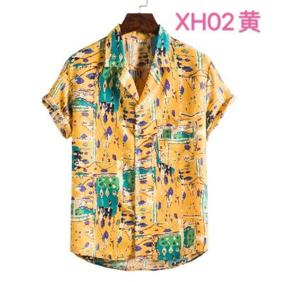 China Coldker Men's Casual Print Mens Dress Shirt Beach Striped Blouse Men Button Up Shirt Camisas de hombre for sale