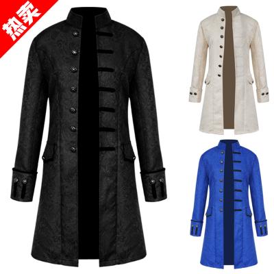 China costume & Victoria Edwardian Steampunk Trench Coat Accessories Men's Dress Outwear Vintage Medieval Renaissance Overcoat Prince Jacket Cosplay Costume for sale