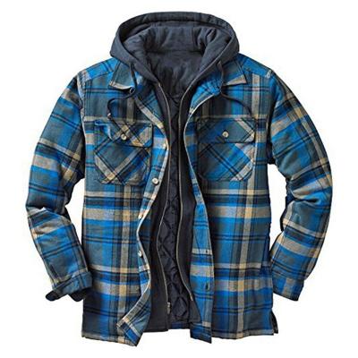 China Autumn And Winter Amazon Style Warm Breathable Men's Cotton Thick Plaid Winner Loose Long-sleeved Hooded Jacket for sale