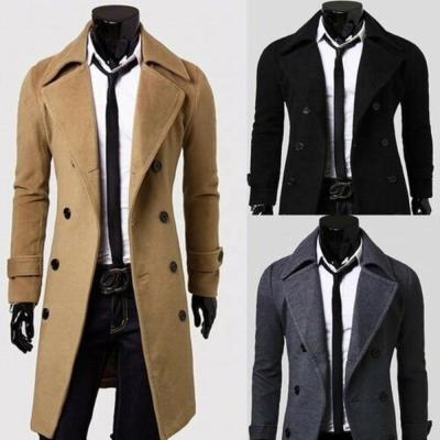 China Formal Men's Autumn Casual Slim Fit Winter Ditch Coat Warm Double Breasted Jacket Coats Long for sale