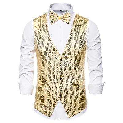 China Viable Men's Vest Performance Dress Jacket Nightclub Men's Clothing Host Host Emcee Studio Sequined Vest for sale