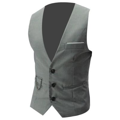 China Anti-Wrinkle Business Invest Mens Fashion Solid Color V-Neck Sleeveless Button Closure All-match Pocket Blazer Suit Men Formal Waistcoat Vests for sale