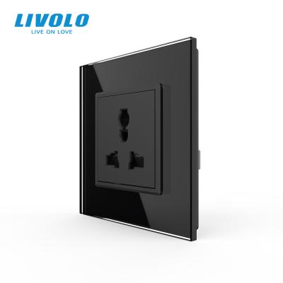 China Livolo Crystal Glass Panel 16A Luxury UK Standard Multifunction Socket Wall Power Outlet for sale