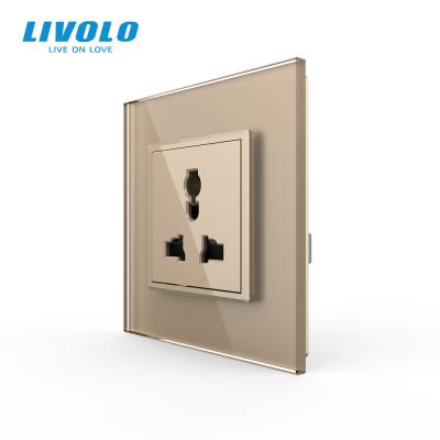 China Livolo Crystal Glass Panel 16A Luxury UK Standard Multifunction Socket Wall Power Outlet for sale