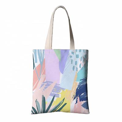 China Rope Handle Full Dish Sublimation Printing Flower Canvas Bag Cotton Canvas Handle Tote Bag Cotton Thermal Bag for sale