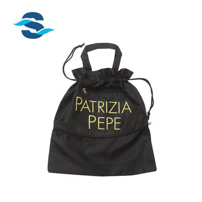 China Reusable Drawstring Bag Wholesale Fashion Cotton Drawstring Black Color Bag for sale