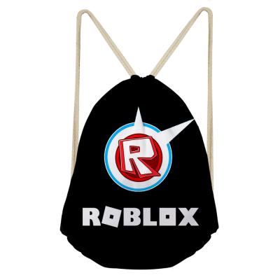 China Rope Handle Cartoon School Girls Drawstring Bag Game Roblox Famous Pattern Printed Women's School Backpack Bags for sale