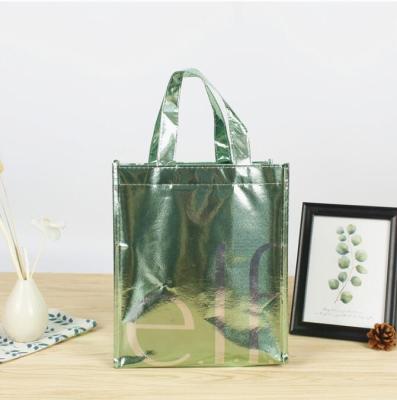 China Eco - Friendly Reusable Promotional Laser Film Handled Nonwoven Bag for sale