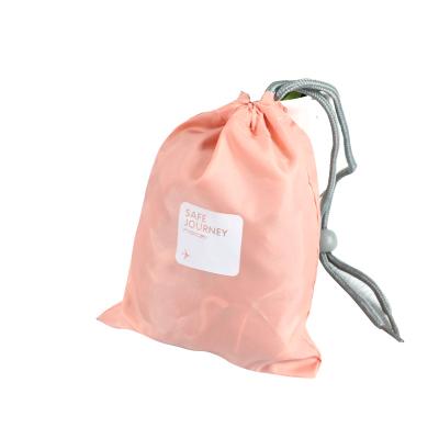 China Rope logo printing polyester handle customized drawstring bag, high quality small drawstring polyester bag for sale