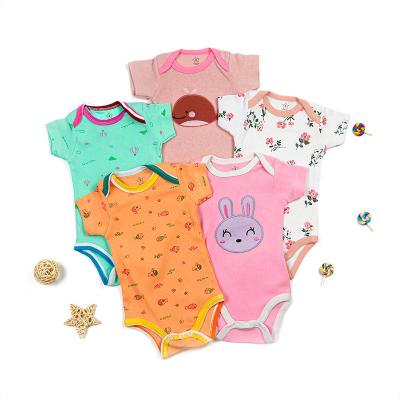 China Cheap Price Breathable Baby Material Soft Baby Toddlers Clothes Wholesale Newborn Jumpsuits Baby Romper Short Sleeve Jumpsuits Set for sale