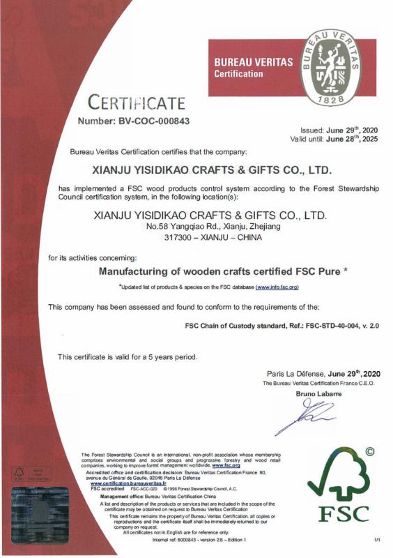 FSC - Xianju Yisidikao Crafts & Gifts Co., Ltd.