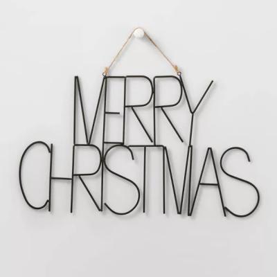 China Christmas Decor Christmas Festive Decoration Supplies Item Metal Merry Christmas Black Hanging Sign for sale