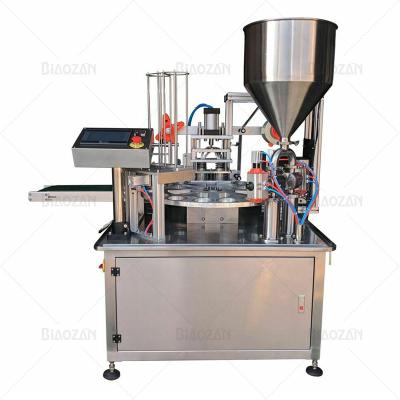 China Automatic Plastic Food Cup Filling And Sealing Machine For Water Milk Tea Yogurt for sale