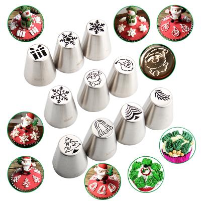 China Viable Russian Piping Icing Sprinkler Tips Stainless Steel Cake Decorating Tips Set Christmas Cupcake Kit Pastry Tip Set Supplies for sale