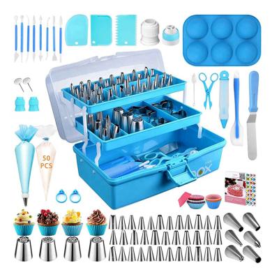 China Hot Selling Viable On Amazon 236PCS Cake Decorating Supplies Kit Cake Piping Tips Tools Baking Supplies Storage Box for sale