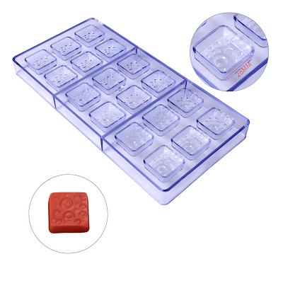 China Sustainable Square Bubble Form 18 Cavities Fondant Cake Candy Molds 3D Clear Plastic Chocolate Mold For Baking for sale