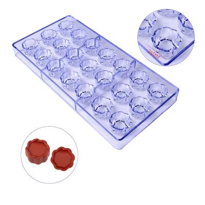 China Sustainable Flower Shape 21 Cavity Fondant Cake Candy Molds 3D Clear Plastic Chocolate Mold For Baking for sale