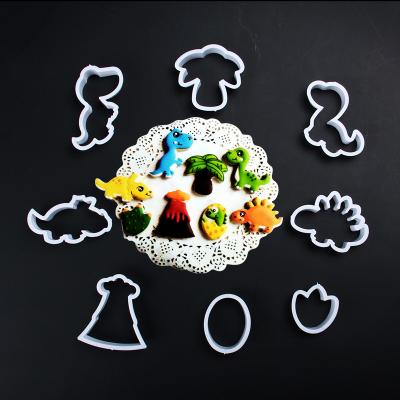 China Sustainable Dinosaur Matching Cookie Cutter Cookie Stencils Set Fondant Cake Decorating Tools 3D Cookie Stamps Die for sale