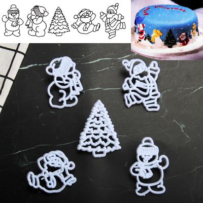 China Viable Christmas Theme Cookie Cutter Set Cake Cookie Plastic Cutter Mold Set Fondant Cake Decorating Tools for sale