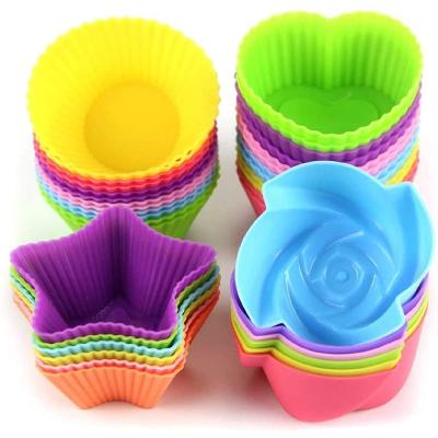 China Viable Hot Selling Baking Cup Molds Food Grade Pastry Cup Molds Mini Cake Molds Muffin Baking Cupcakes Reusable Non-Stick Silicone for sale