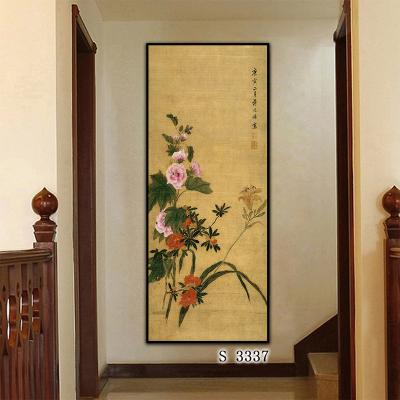 China Canvas Painting Prints Art Prints Framed Traditional Chinese Modern Decorative Floral Flower Ink Canvas Painting Prints for sale