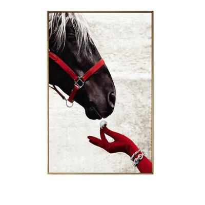 China Modern Art Canvas Painting Framed Horse Wall Art Painting Animal Head On Canvas for sale