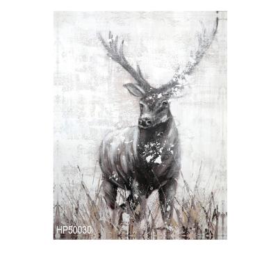 China Modern Hand Painted Modern Acrylic Animal Wall Decoration Deer Oil Painting On Canvas for sale