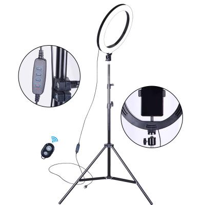 China Mini clip on 18 inch tripod with selfie led ring light for livestream for sale