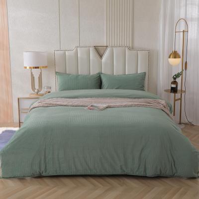 China Nondisposable Hot Sale Luxury Green Velvet Duvet Cover Hidden Zipper Queen Queen Bedding Set for sale