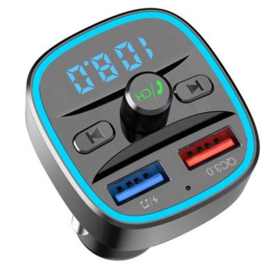 China QC3.0 Led Display MP3 Vehicle Handsfree USB Charger 3.0 In-Car Chargers For All Cars FM Transmitter Dual USB2 In 1 Car Charger for sale