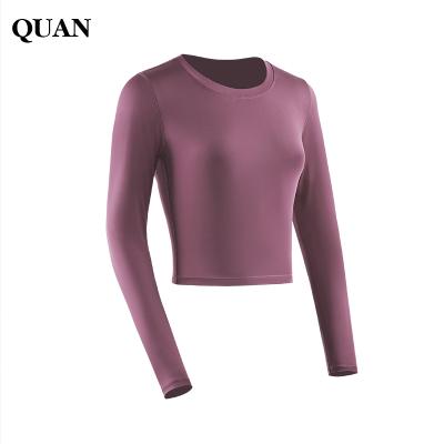 China Breathable Leisure Long Sleeve Tight Navel Long Exposed Women's Fitness Clothing Yoga Outdoor Running Exercise Thin Clothes for sale