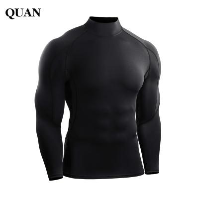 China Breathable Men Shaping Full Wear Elastic Bodybuilding Long Sleeve Collar Fitness T-Shirt Gym Top Clothes Workout Sportswear for sale