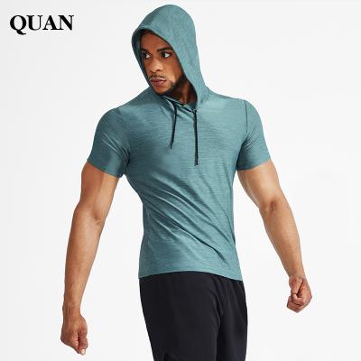 China Breathable Men Gym Clothes Quick Dry Loose Hoodies Bodybuilding Wear Loose Sportswear Clothing T-shirt Training Casual Short Sleeve for sale