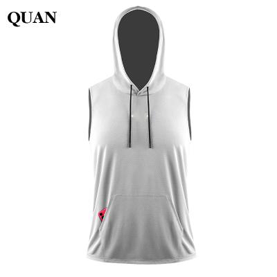 China New Men's Mesh Sports Tank Top Wholesale Muscle Fitness Breathable Hooded Loose Vest Men's Loose Tank Top for sale