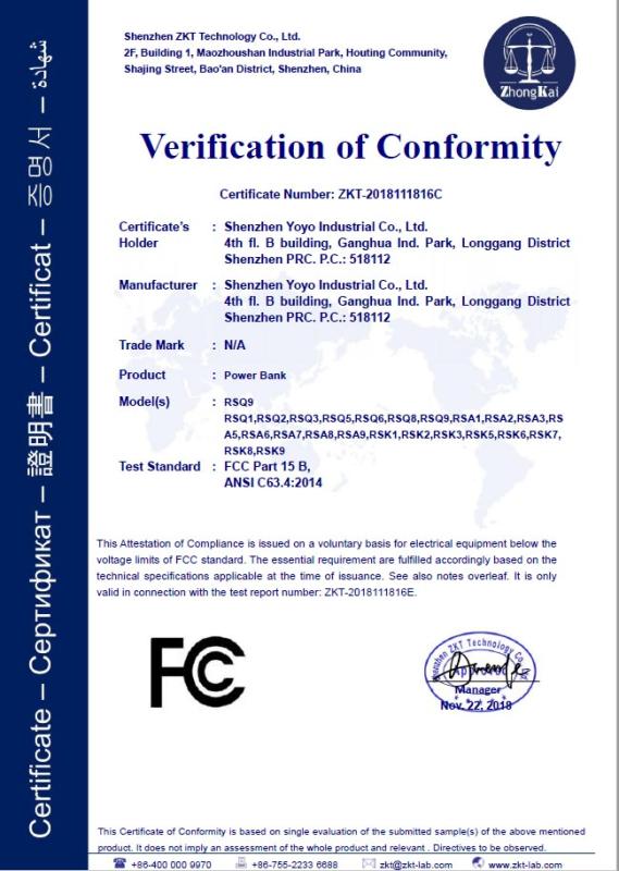 FCC - Shenzhen Yoyo Industrial Co., Ltd.