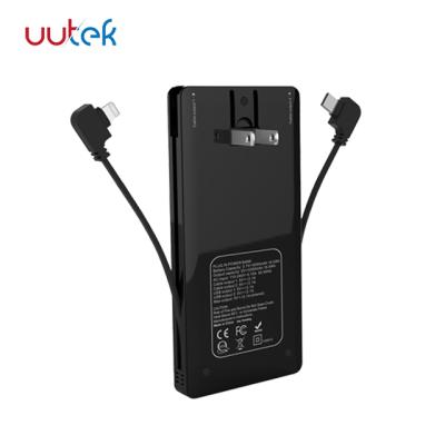 China All in one; Portable; free fast charge UUTEK RSQ8-B USA shipping all in one cordless pocket power bank 5000mAh Amazon hot item for sale